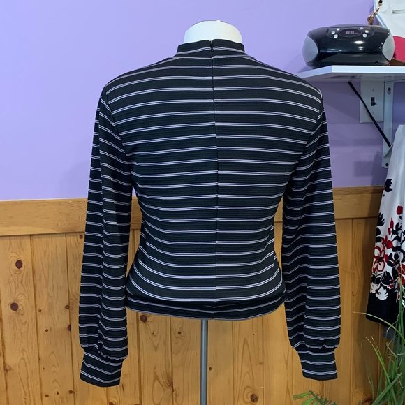Dynamite Striped Long Sleeve Mock Neck Top - Picture 3 of 4